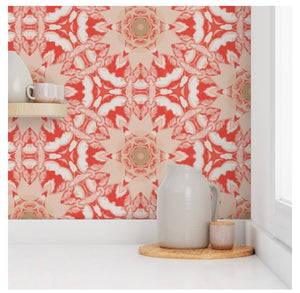 Wallpaper-Coral Blush Tiles