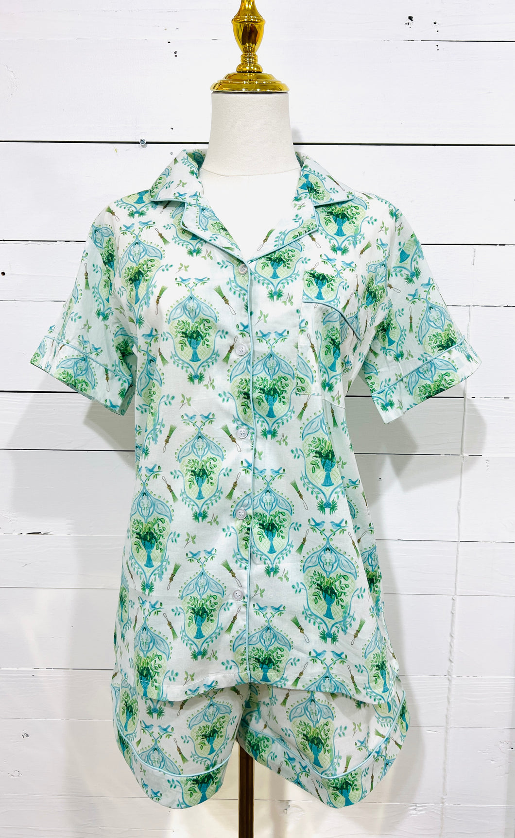 Cotton Pajama Set-Ogee Lovebirds