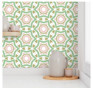 Wallpaper- Pink & Green Geo