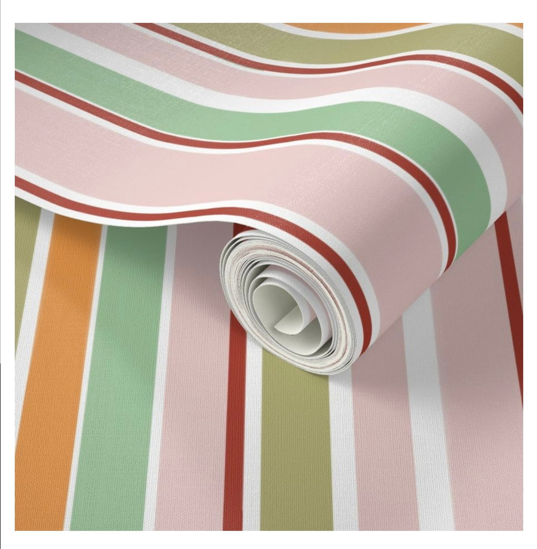 Wallpaper-Teaberry Mandarin Stripe