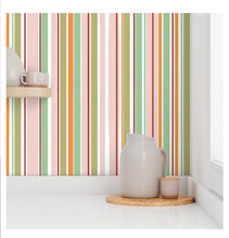 Load image into Gallery viewer, Wallpaper-Teaberry Mandarin Stripe
