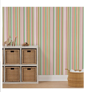 Wallpaper-Teaberry Mandarin Stripe