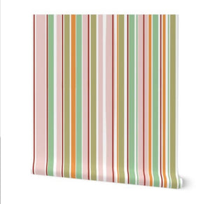 Wallpaper-Teaberry Mandarin Stripe
