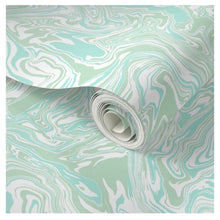 Load image into Gallery viewer, Wallpaper-Marbled Abstract Aqua
