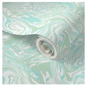 Wallpaper-Marbled Abstract Aqua