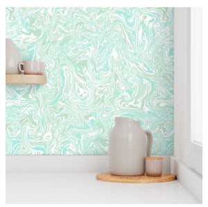 Wallpaper-Marbled Abstract Aqua