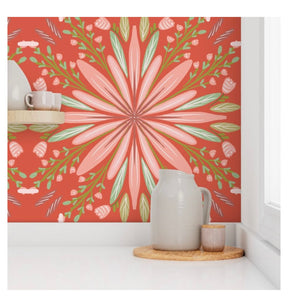 Wallpaper-Tomato Bisque Floral Burst