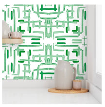 Load image into Gallery viewer, Wallpaper-Bamboo Green &amp; White Large Scale
