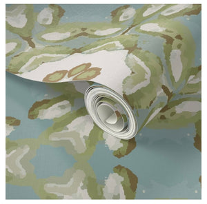 Wallpaper-Teal & Ivory Lattice