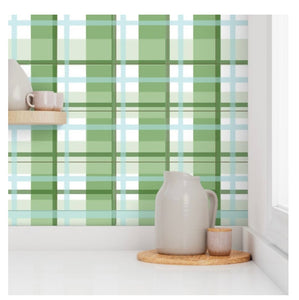 Wallpaper-Green and Blue Plaid
